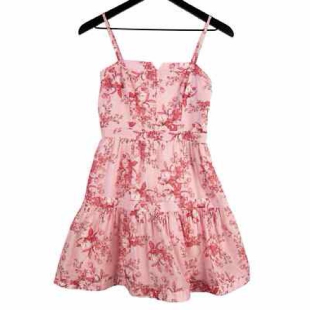 Intermix Pink Floral Silk Blend Babydoll Mini Dress Cottagecore Size 10 Romantic - Picture 7 of 16
